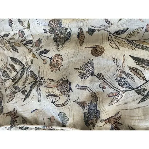 Le Soleil d Ete Magic Fish Silk Blouse Leaf Print Size PP XS S